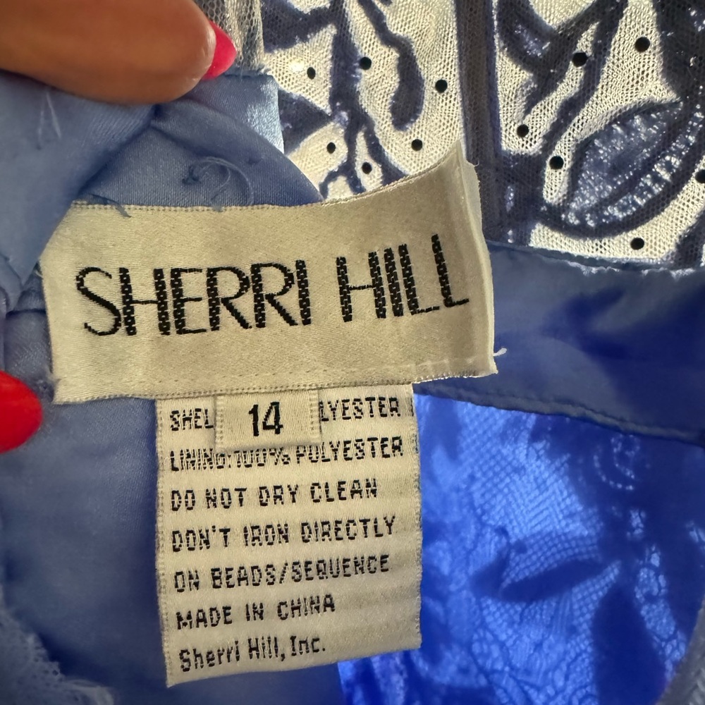 Sherri Hill Periwinkle corset top, sweetheart neckline, fitted gown, Size 14 - Picture 6 of 10